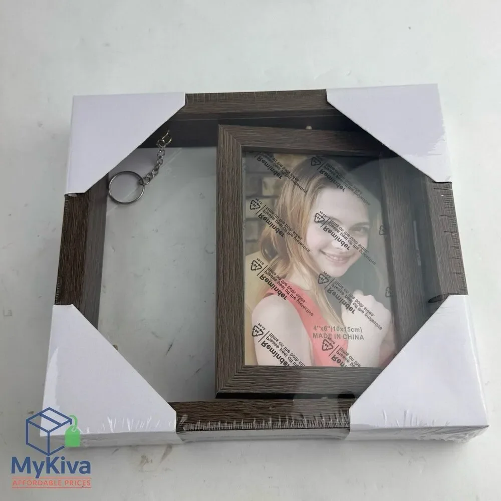 Photo Frame Wooden 4x6 Inch Gift Frame with Key Ring Brown